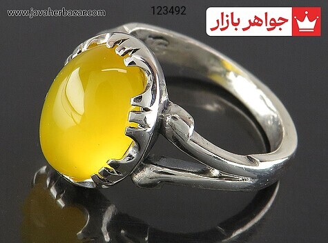 انگشتر نقره عقیق زرد مردانه [شرف الشمس] - 123492